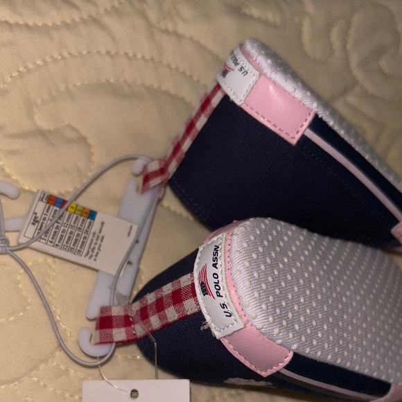 NWT baby girl sz 4 U.S. Polo Assn. Blue and Pink Sneakers with Slip-On Design - Picture 7 of 7